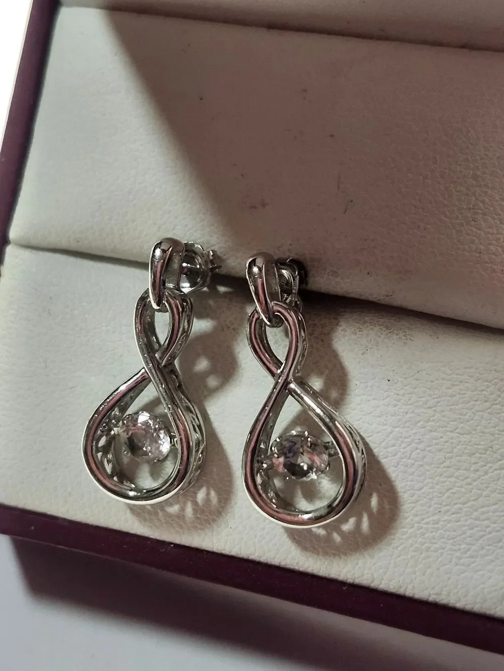 Swarovski Sterling Silver Infinity Drop Earrings with Clear Swinging Crystals